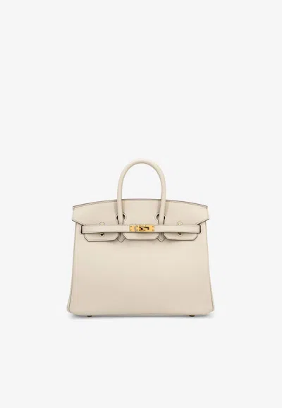 Hermes Birkin 25 In Beton Swift Leather With Gold Hardware In Gray