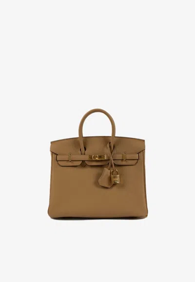 Hermes Birkin 25 In Biscuit Togo Leather With Gold Hardware
