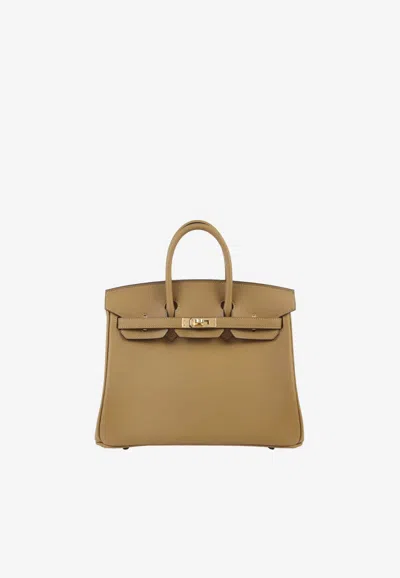 Hermes Birkin 25 In Dune Swift With Permabrass Hardware