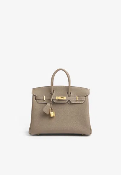 Hermes Birkin 25 In Etoupe Togo With Gold Hardware