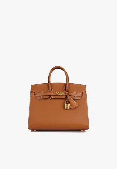 Hermes Birkin 25 In Gold Epsom With Gold Hardware In Black