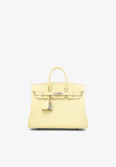 Hermes Birkin 25 In Jaune Milton Swift Leather With Palladium Hardware In Yellow