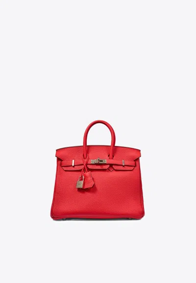 Hermes Birkin 25 In Rouge De Coeur Togo With Palladium Hardware In Red