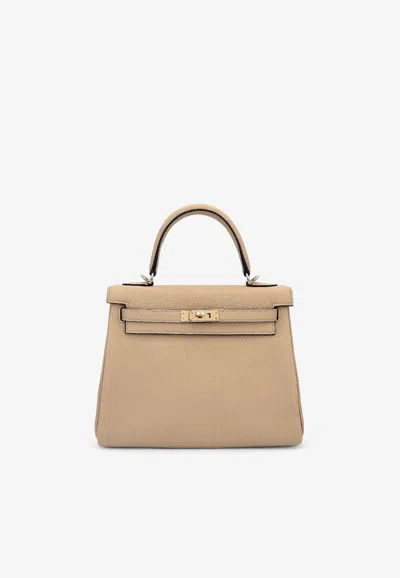 Hermes Birkin 25 In Trench Togo Leather With Permabrass Hardware In Brown