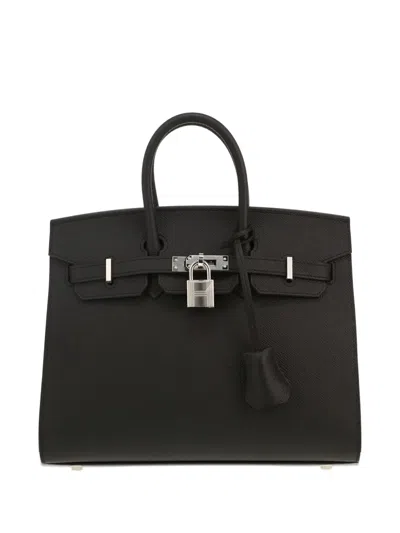 Pre-owned Hermes Birkin 25 Leather Handbag In Black