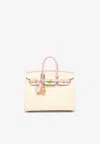 HERMES BIRKIN 25 SELLIER HSS IN CRAIE AND MAUVE SYLVESTRE EPSOM LEATHER WITH GOLD HARDWARE