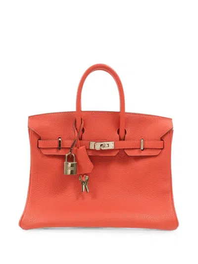 Pre-owned Hermes Birkin 25 Togo Leather Handbag In Orange