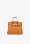 Hermes Birkin 25 Verso In Caramel And Jaune Ambre Chevre Leather With Brushed Gold Hardware In Brown