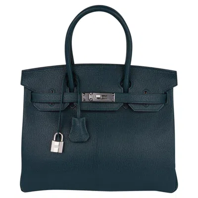 Pre-owned Hermes Birkin 30 Bag Vert Cypress Chevre De Coromandel Palladium Hardware New In Black