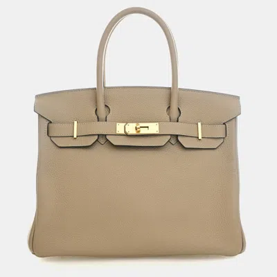 Pre-owned Hermes Birkin 30 Beige Marfa Togo Calfskin Leather Top Handle Bag In Sand