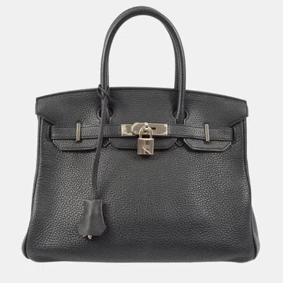 Pre-owned Hermes Birkin 30 Black Taurillon Clemence Handbag