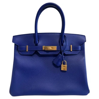 Pre-owned Hermes Birkin 30 Blue Electric Epsom Leather Gold Hardware Top Handle Bag