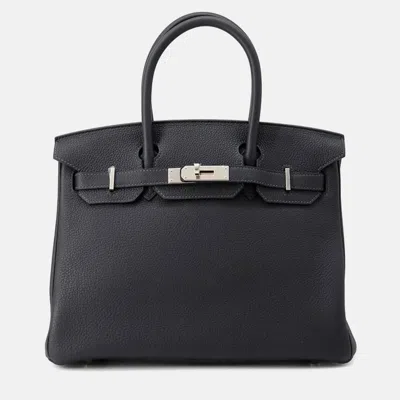 Pre-owned Hermes Birkin 30 Caban Togo Leather Tote Bag In Gray