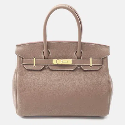 Pre-owned Hermes Birkin 30 Etoupe Grey Togo Leather Handbag In Brown