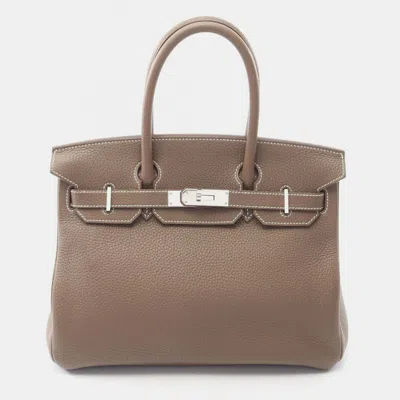 Pre-owned Hermes Birkin 30 Etoupe Grey Togo Leather Tote Bag In Brown