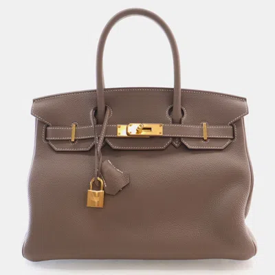 Pre-owned Hermes Birkin 30 Etoupe Togo Calfskin Leather Top Handle Bag In Brown