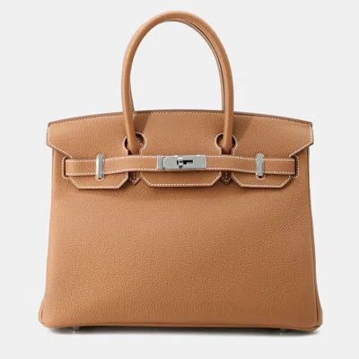Pre-owned Hermes Birkin 30 Gold Togo Leather Tote Bag