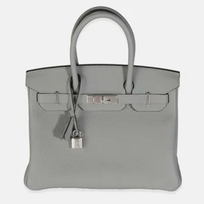 Pre-owned Hermes Birkin 30 Gris Meyer Togo Leather Bag In Gray