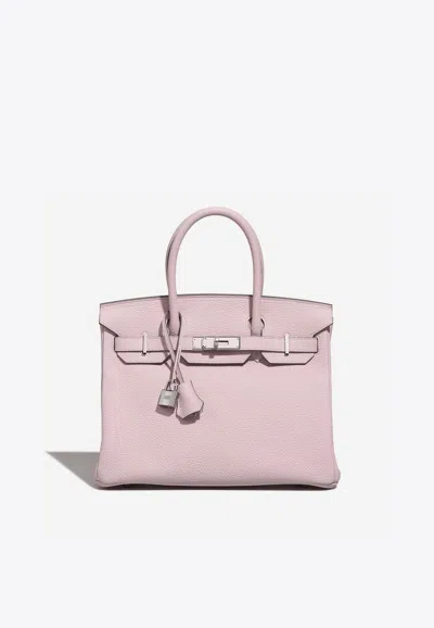 Hermes Birkin 30 In Mauve Pale Taurillon Clemence With Palladium Hardware