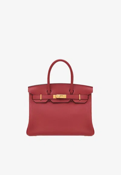 Hermes Birkin 30 In Rouge Grenat Togo Leather With Gold Hardware