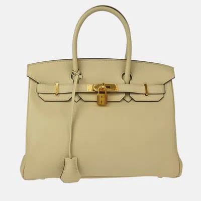 Pre-owned Hermes Birkin 30 Perchemin Swift Handbag In Sand