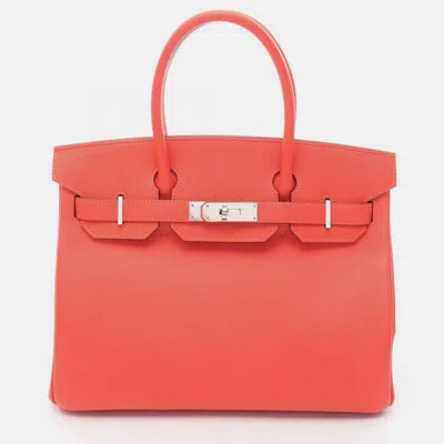 Pre-owned Hermes Birkin 30 Rose Jaipur Epsom Leather Tote Bag In Red