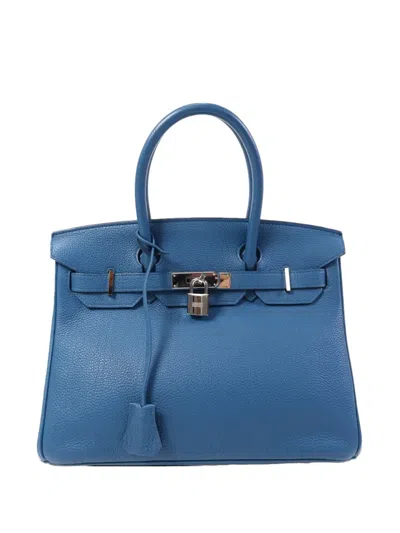 Pre-owned Hermes Birkin 30 Togo Leather Handbag In Blue