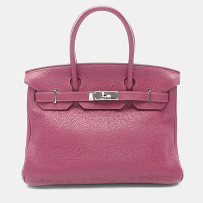 Pre-owned Hermes Birkin 30 Tosca Taurillon Clemence Leather Tote Bag In Black