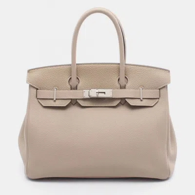 Pre-owned Hermes Birkin 30 Trench Togo Leather Tote Bag In Sand