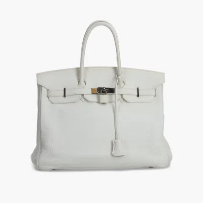 Pre-owned Hermes Hermès Birkin 35 Clemence Handbag In White