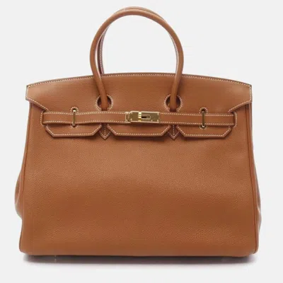 Pre-owned Hermes Birkin 35 Gold In White