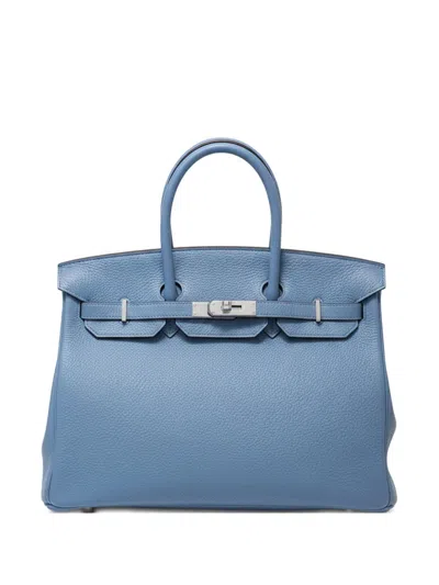 Pre-owned Hermes Birkin 35 Leather Tote Bag In Blue