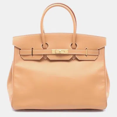 Pre-owned Hermes Birkin 35 Natural Brown Leather Handbag