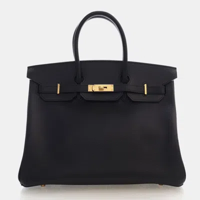 Pre-owned Hermes Birkin 35 Noir Black Ardennes Calfskin Leather Top Handle Bag