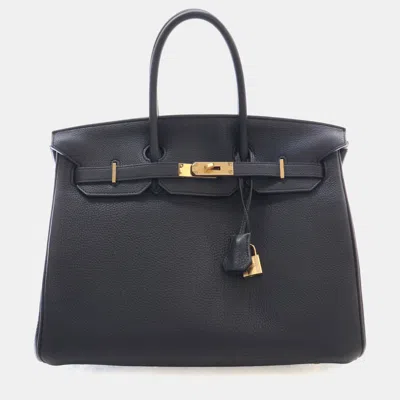 Pre-owned Hermes Birkin 35 Noir Togo Calfskin Leather Top Handle Bag In Black