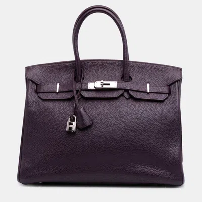 Pre-owned Hermes Birkin 35 Purple Togo Leather Shoulder Bag