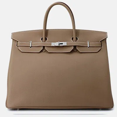 Pre-owned Hermes Birkin 40 Etoupe Togo Leather Bag In Brown