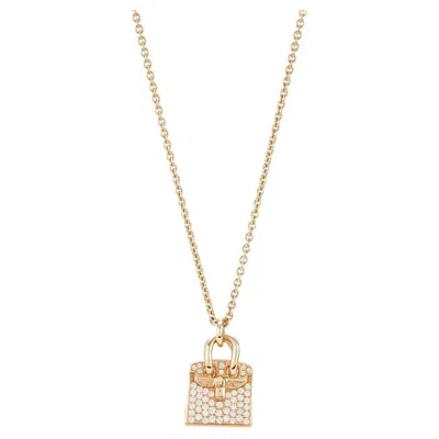 Pre-owned Hermes Hermès Birkin Amulette Collection 0.22 Cttw Diamond Necklace In Rose Gold In Red