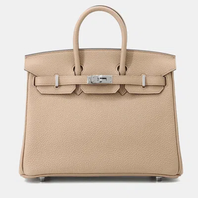 Pre-owned Hermes Birkin Beige Marfa Togo Leather Tote 25 In Sand