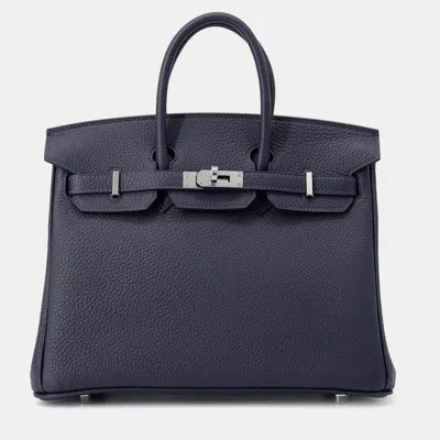 Pre-owned Hermes Birkin Blue Nuit Togo Leather Size 25