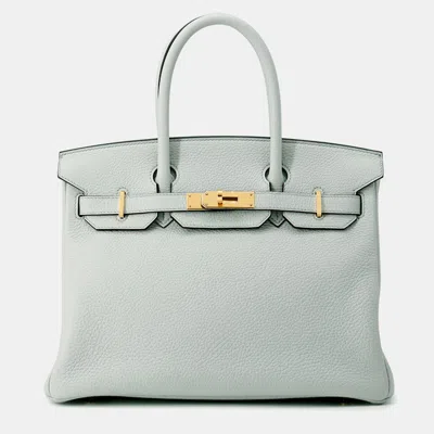 Pre-owned Hermes Birkin Blue Pale Togo Leather Size 30
