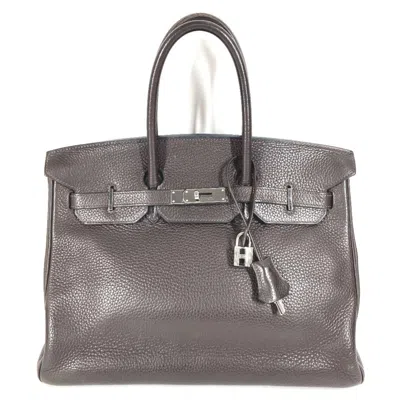 Pre-owned Hermes Birkin Brown Chocolat Taurillon Clemence Leather Handbag Tote Bag ()