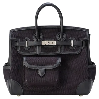 Pre-owned Hermes Hermès Birkin Cargo 25 Noir/black Canvas Swift Palladium Hardware
