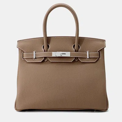 Pre-owned Hermes Birkin Etoupe Togo Leather Size 30 In Brown