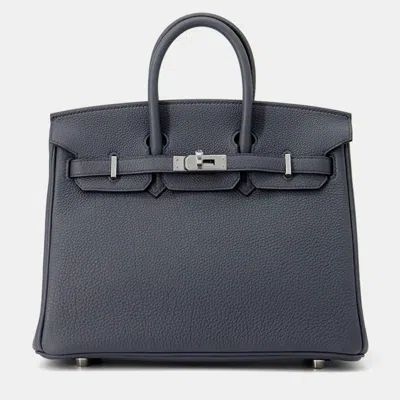 Pre-owned Hermes Birkin Grimist Togo Leather Size 25 In Blue
