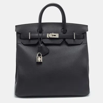 Pre-owned Hermes Hermès Birkin Hac 40 Palladium Finish Noir Togo Leather Tote In Black
