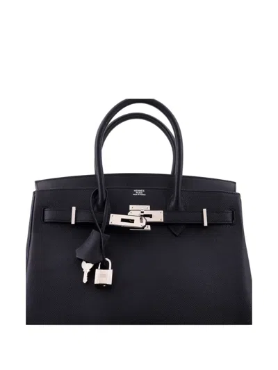 Pre-owned Hermes Birkin Handbag Black Epsom With Palladium Hardware 30 Tote Bag