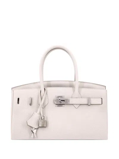Pre-owned Hermes Birkin Handbag Light Clemence With Palladium Hardware 30 Satchel In Neutral