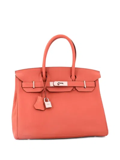 Pre-owned Hermes Birkin Handbag Pink Clemence With Palladium Hardware 30 Satchel
