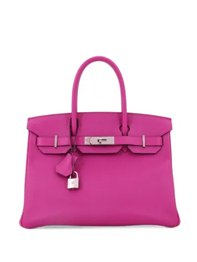 Pre-owned Hermes Birkin Handbag Pink Epsom With Palladium Hardware 30 Satchel